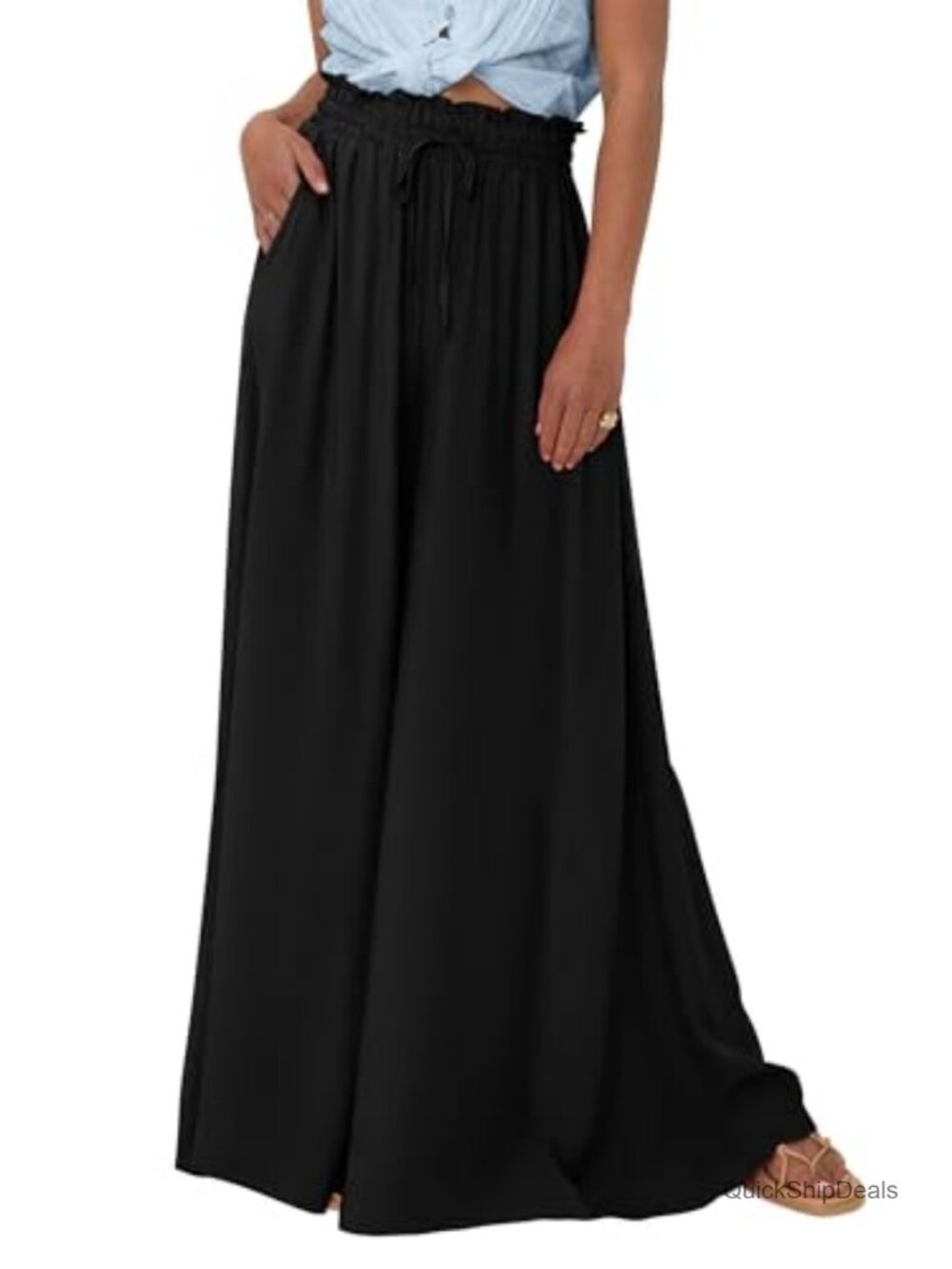 Women's Wide Leg Palazzo Pants High Waist Flowy with Pockets